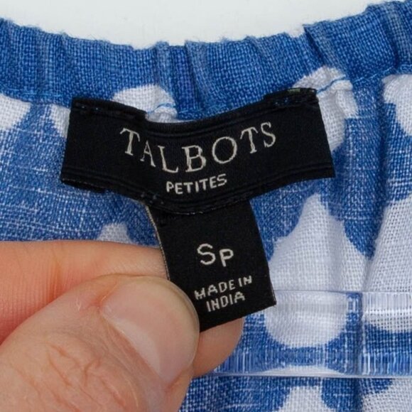 Talbots Womens Linen Button Down Geometric Top Size S Petite 3/4 Sleeve Summer - Picture 5 of 11
